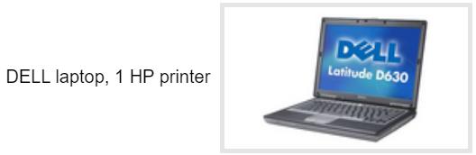 DELL laptop, 1 HP printer