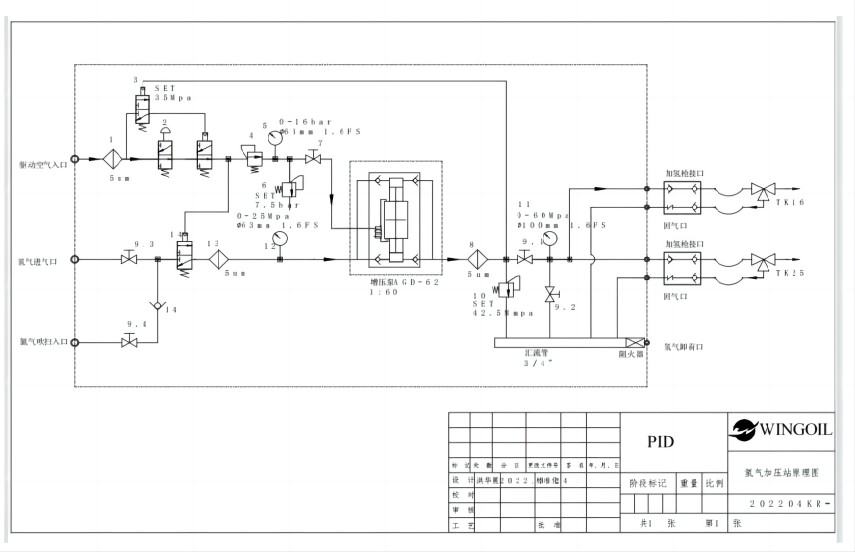 35Mpa Hydrogen Booster Device Schematic Diagram