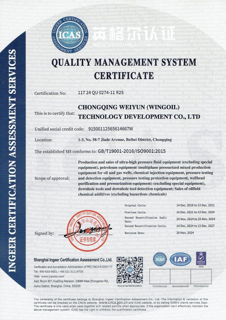 ISO 9001 Quality Management System - Wingoil