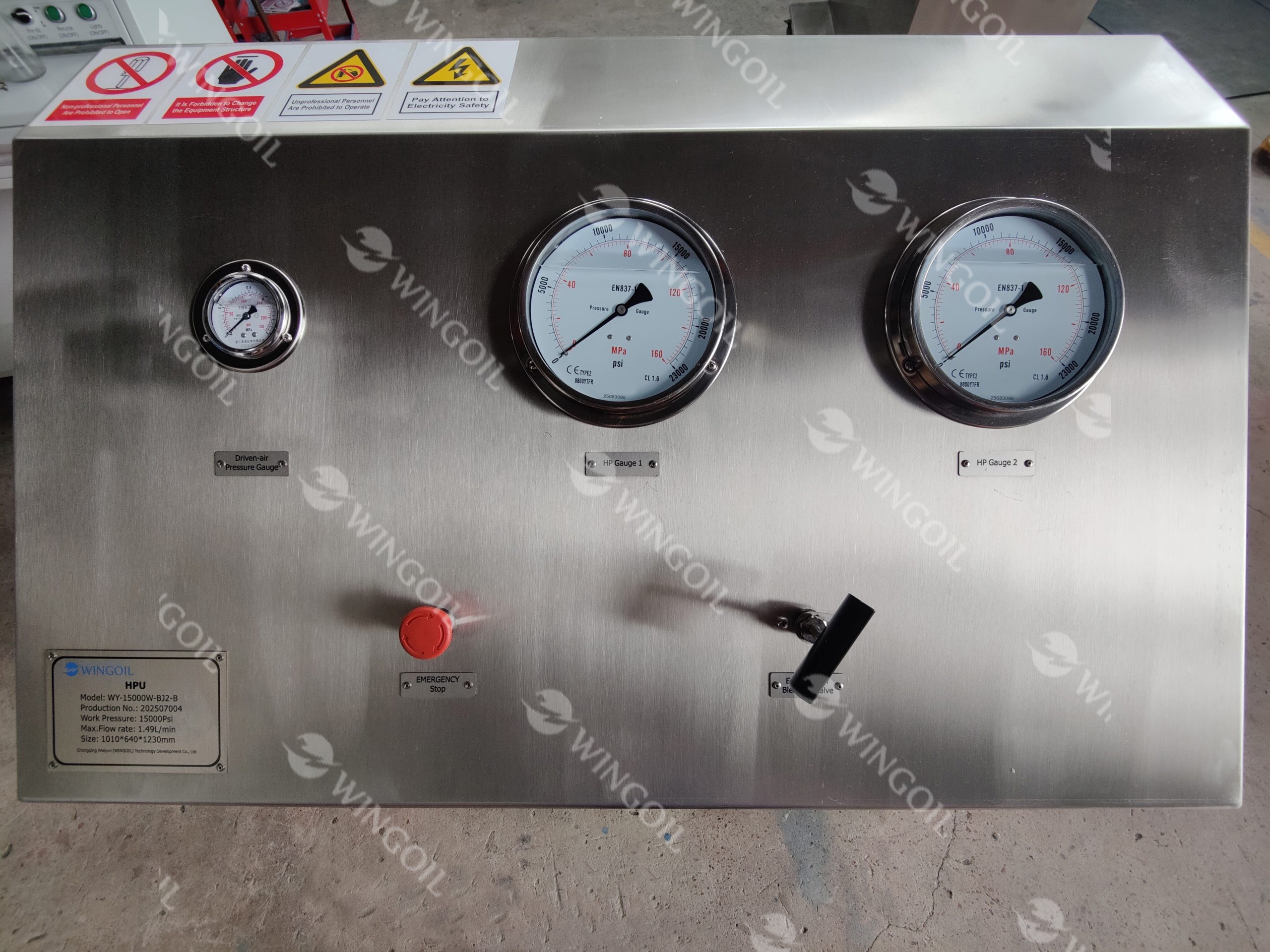 316SS Pressure Testing Equipment - HPU Panel 1