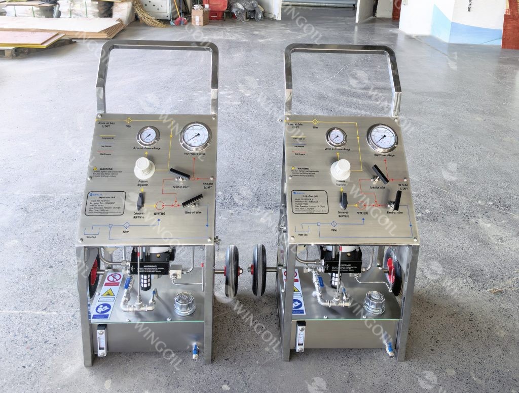 Export Delivery of 2 Sets of Premium Trolley Hydro Test Pumps to Kazakhstan Wingoil